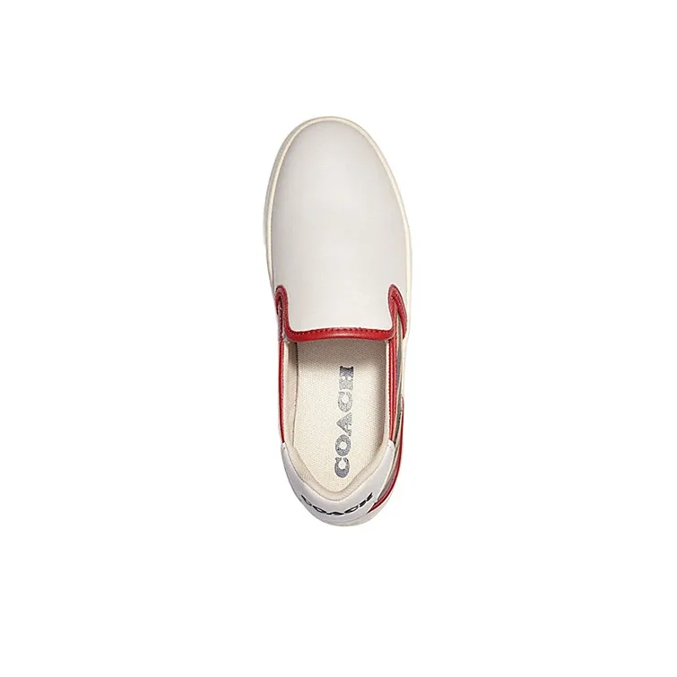 COACH Stylish Skateboarding Shoes Women's White Red-3