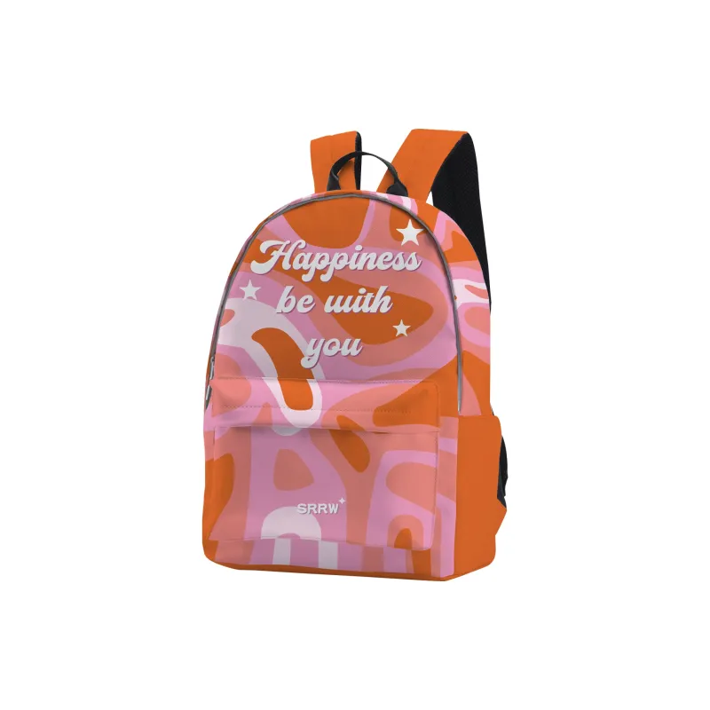 SRRW PU Student Backpack Regular Unisex Black Pink-14