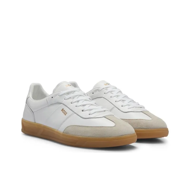 BOSS Embossed-logo Leather Sneakers-1