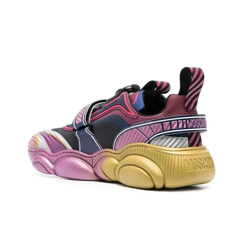 MOSCHINO Cushioning Low Top Sports Casual Shoes Women's Pink Yellow-3