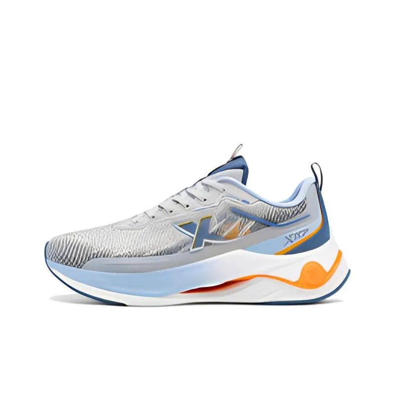 XTEP Cushioning Anti Slip And Wear Resistant Low Top Running Shoes Men's Gray Blue Orange-0