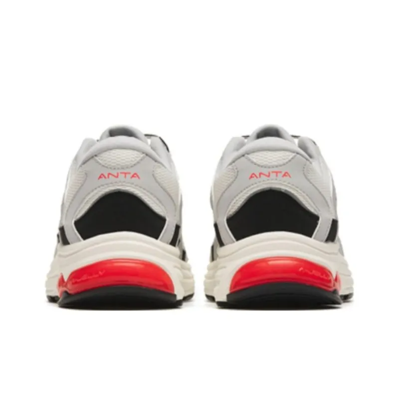 Anta Anti Slip Wear Resistant Low Top Running Shoes Men's White Gray Black-3