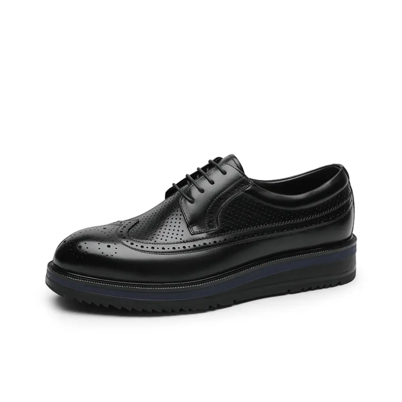 CROWN Dress Shoes Men's Black One Yard Larger-1