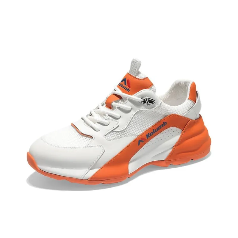 KOLUMB Slip Resistant And Breathable Low Top Casual Shoes Men's White Orange-0