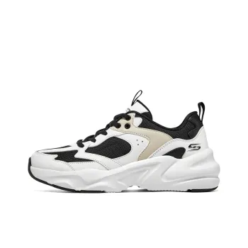 Skechers Treading Waves Anti Slip Wear Resistant Low Top Casual Shoes Women's White Black Beige