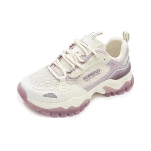 TOREAD Cushioning Wear-Resistant Low-Top Running Shoes Women's Beige White Pink