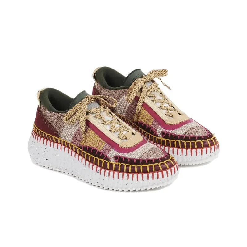 Chloé Nama Splattered-sole Patchwork Sneakers-2