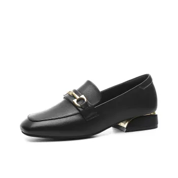 Golden Silk Rabbit Loafers Women's Black