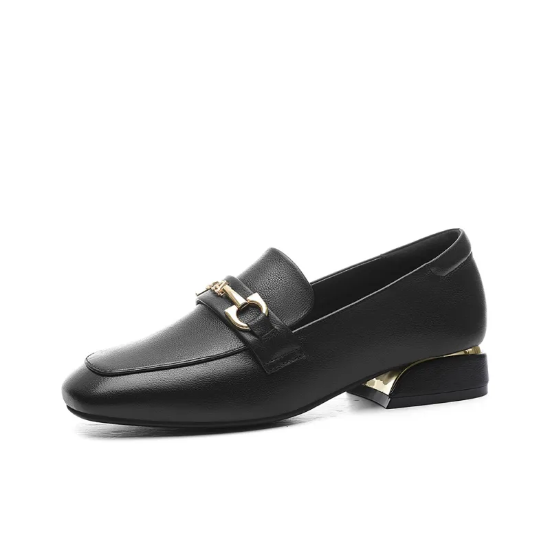 Golden Silk Rabbit Loafers Women's Black-0