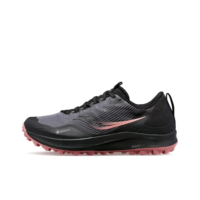 Saucony Peregrine 12 Cushioning, Slip Resistant, And Abrasion Resistant Low Top Running Shoes Women's Black Pink-0