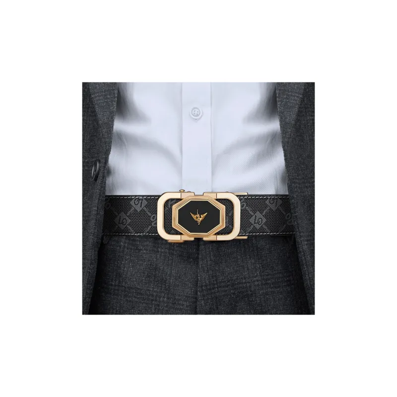 WilliamPOLO Outer PVC/Bottom Cow Leather Leather Belts Men's Gold 3.5cm Width-4