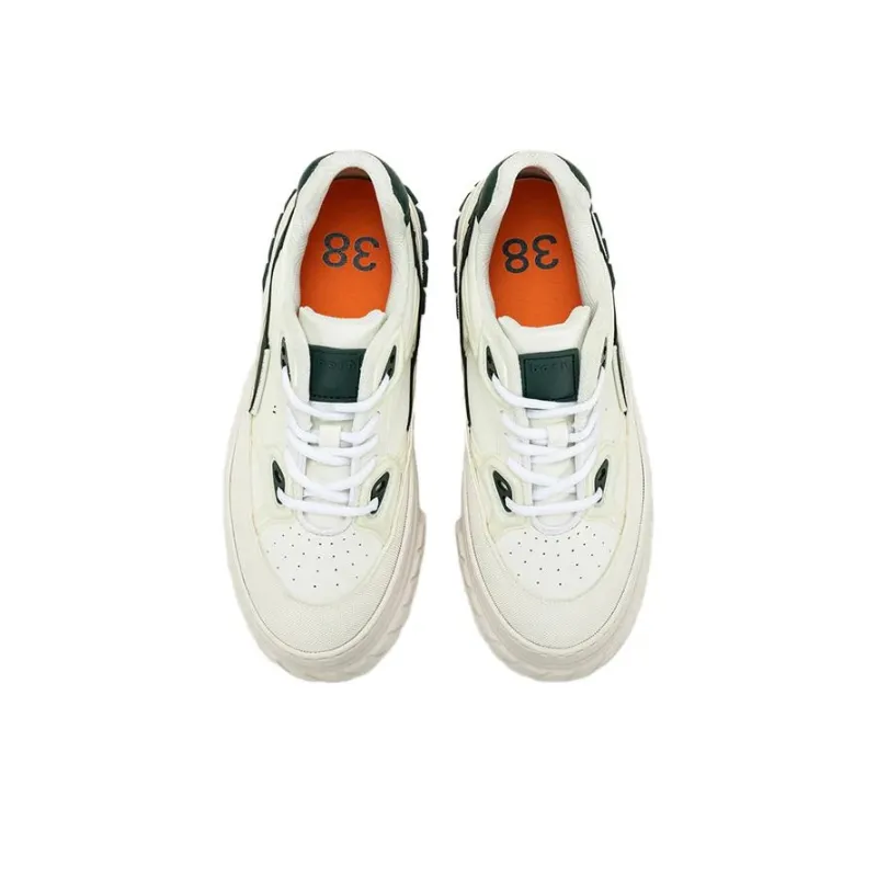 Both Tyres Platform Low Top Skateboard Shoes Women's White Green-4