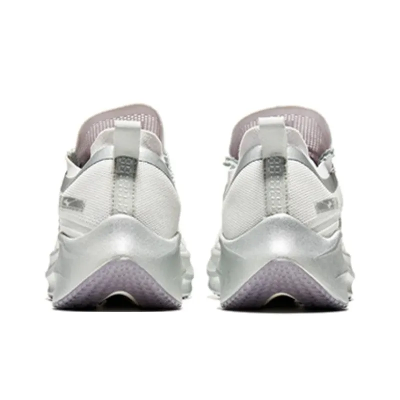 Erke Anti Slip And Wear Resistant Rebound Low Top Running Shoes Women's White Silver-2