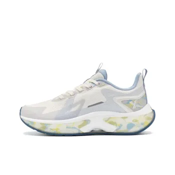 XTEP Anti Slip And Wear Resistant Breathable Low Top Casual Running Shoes Women's White Gray Blue