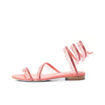 RENE CAOVILLA Chandelier Strap Sandals Women's Peach Pink
