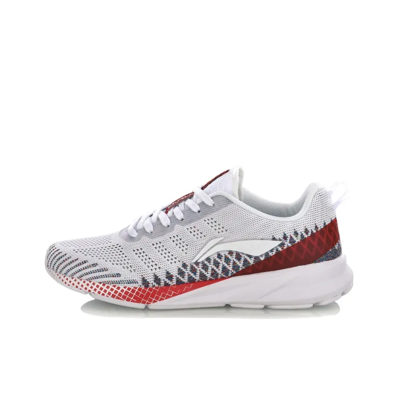 LiNing Cushioned Wear Resistant Lightweight Low Top Running Shoes Women's White Red-0