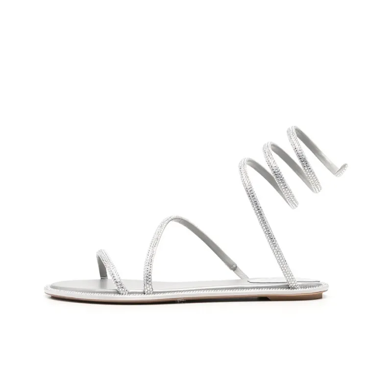 René Caovilla Crystal embellished Flat Sandals-0