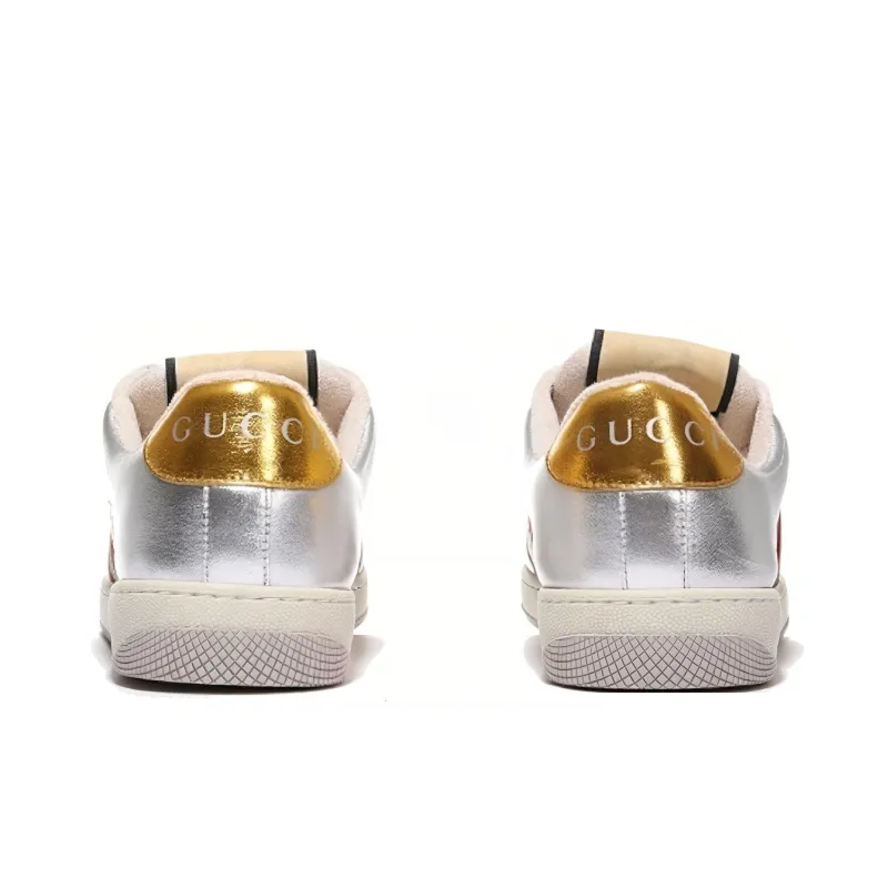 GUCCI Screener Dusty Shoes Low Top Skateboard Shoes Women's Silver-3