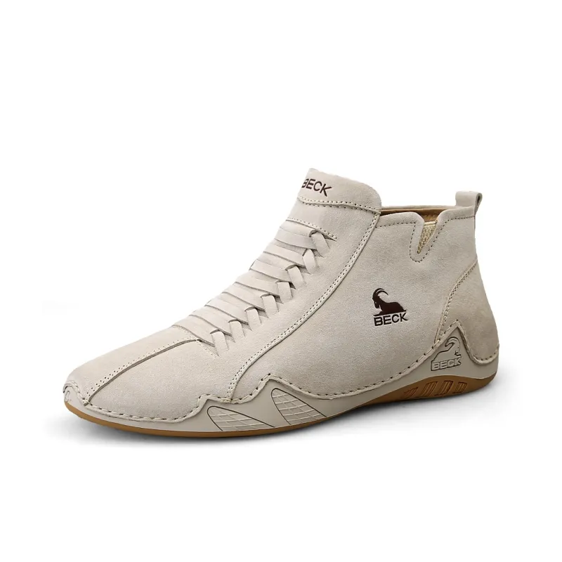 BECK Men's Casual Shoes Men Mid Top Gray, Beige-6