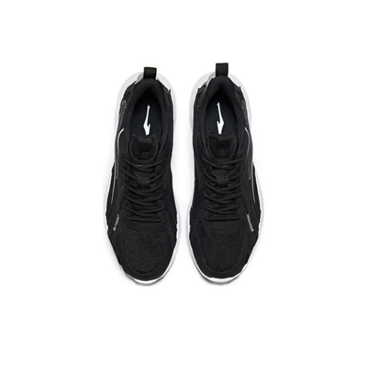 Erke Cushioned Slip Resistant Abrasion Resistant Low Top Running Shoes Men's Jet Black Bright Silver-3