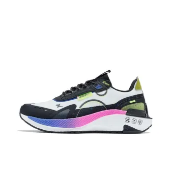 XTEP Cushioned Anti-Slip Wear-Resistant Breathable Lightweight Low-Top Running Shoes Men's Black White Purple