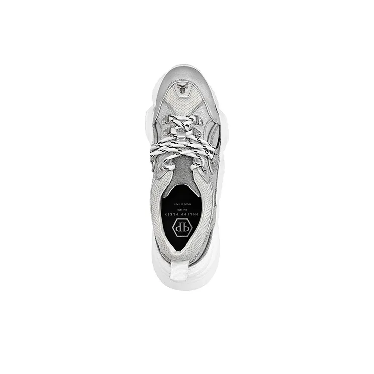 PHILIPP PLEIN Runner Crystal Cushioning Anti-Slip Wear-Resistant Breathability Low-Top Casual Shoes Women's Silver-2