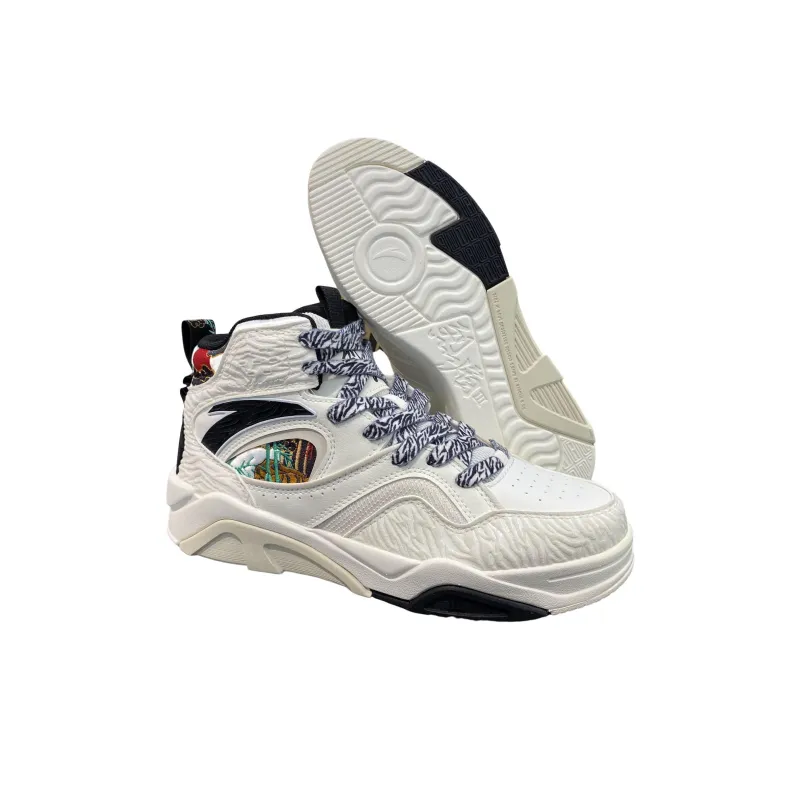 Anta Flame Anti Slip Wear Resistant High Top Skateboard Shoes Men's Ivory White Like Bamboo In The Wind-4