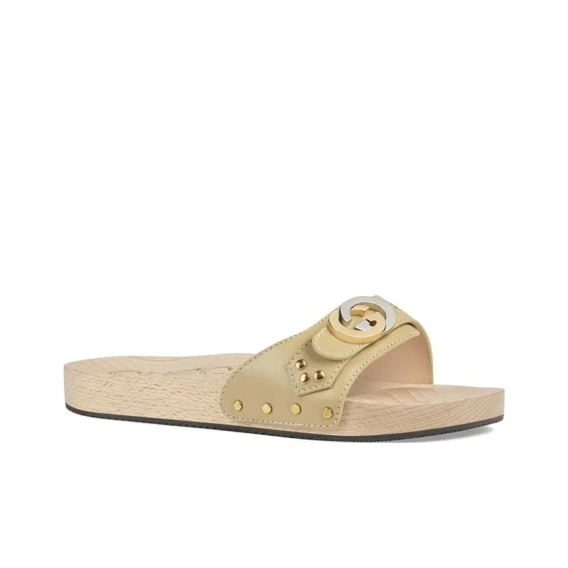 GUCCI Slide Slippers Men's Beige-1