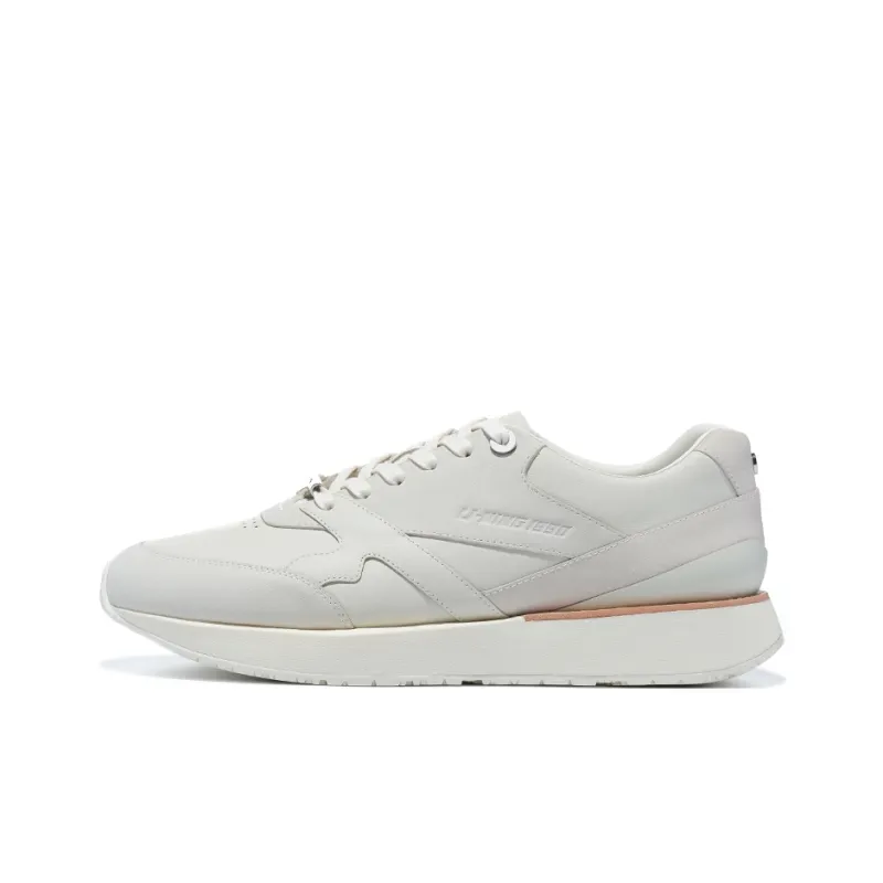 LI NING 1990 Anti Slip Wear Resistant Low Top Sports Casual Shoes Men's Ecru-0