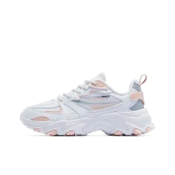 QIAODAN Abrasion Resistant Slip Resistant Shock Absorbers Low Top Sports Casual Shoes Women's White Gray Pink
