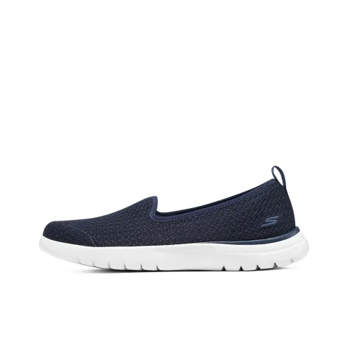 Skechers Go Walk Fle Slip Resistant Abrasion Resistant Shock Absorbers Low Top Casual Shoes Women's White Blue