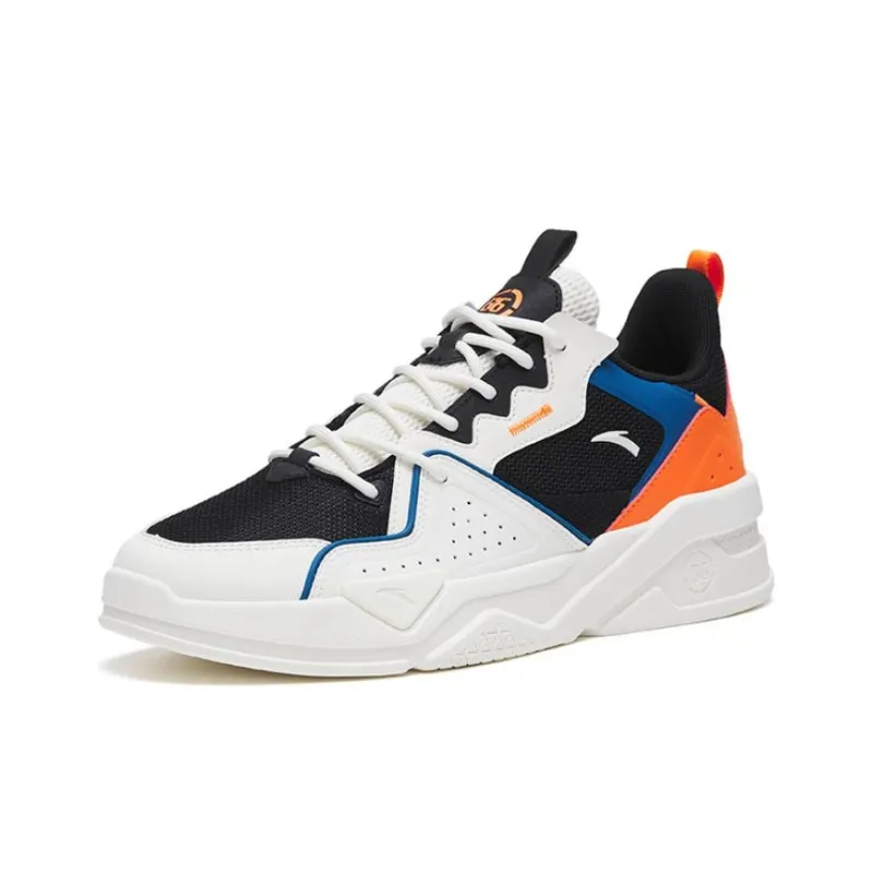 Anta G6 Soup Anti Slip Wear Resistant Low Top Skateboard Shoes Men's Black White Orange-1