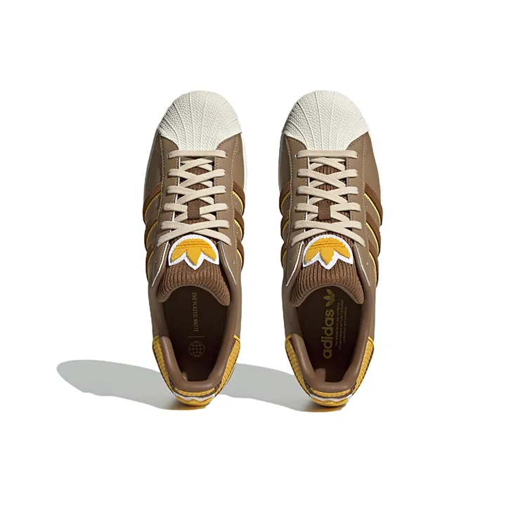 Adidas Originals Superstar Shoes 'Brown White Yellow'-4