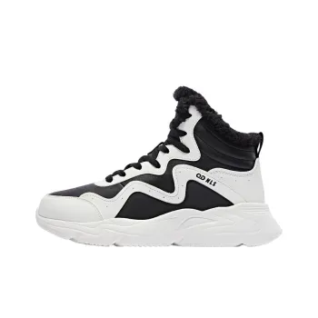 QIAODAN Anti Slip And Wear Resistant Warm High Top Sports Casual Shoes Women's Black White