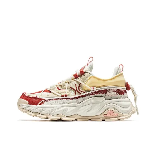 Erke Anti Slip Wear Resistant Low Top Sports Casual Shoes Women's White Red