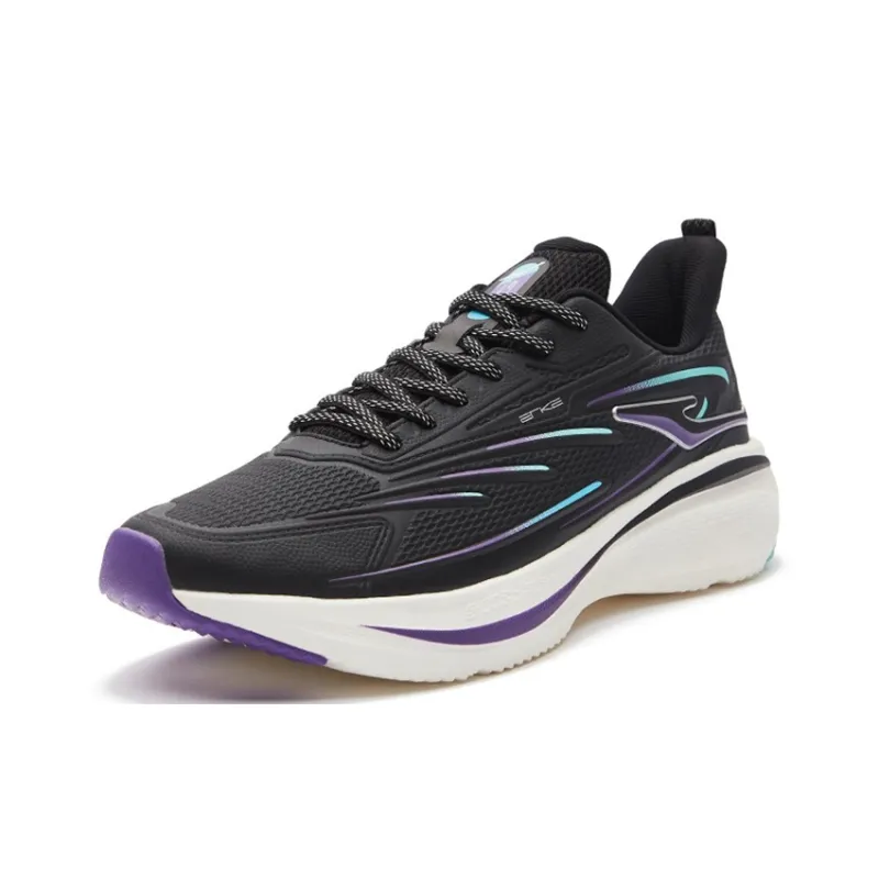 Erke Cushioning Anti Slip And Wear Resistant Low Top Running Shoes Men's Black Purple-1