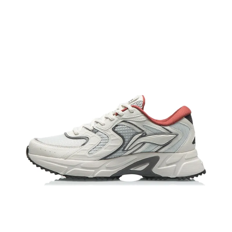 LiNing Shock Absorbing, Non Slip, Wear Resistant, Breathable And Lightweight Low Top Running Shoes Men's Gray White-0