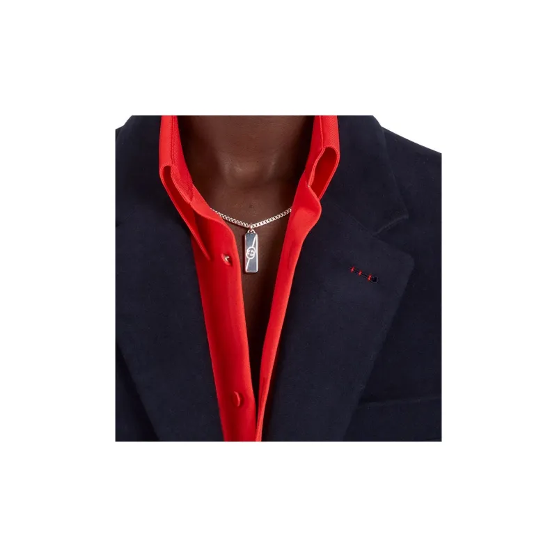 GUCCI Sterling Silver Diagonal Interlocking G Necklace-2