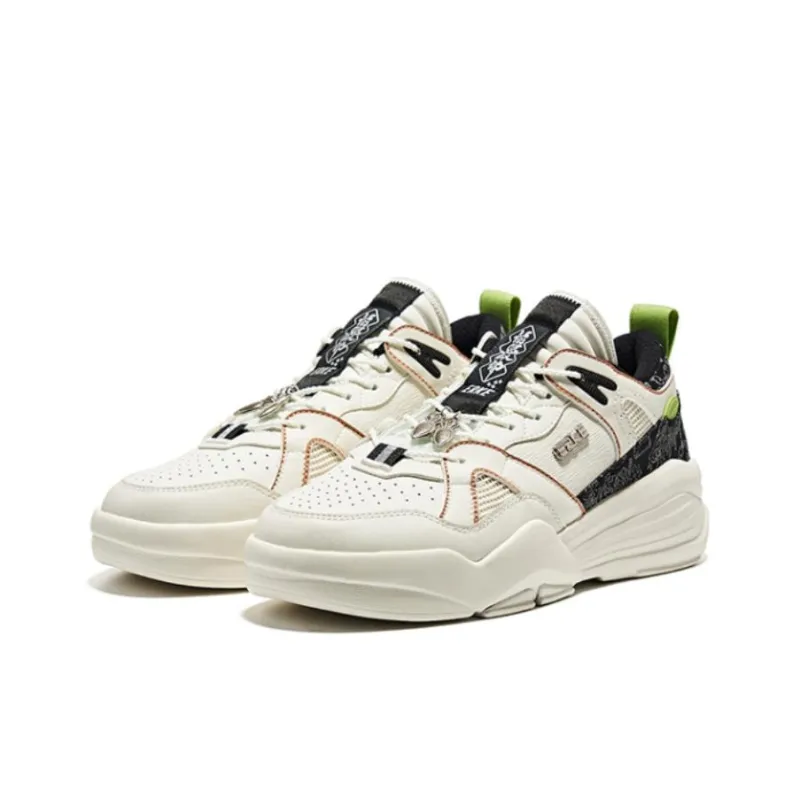 Erke Anti-Slip Wear-Resistant High-Top Skateboard Shoes Men's Microcrystal White/Jet Black-1
