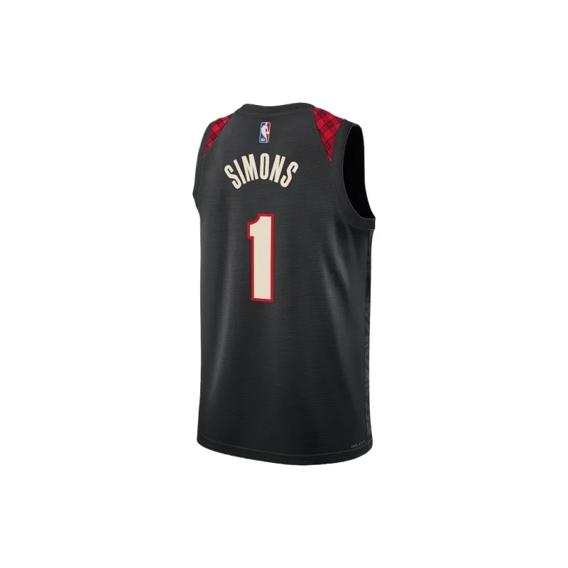 NBA Portland Trail Blazers Nike City Swingman Anfernee Simons Basketball Jerseys Unisex Black-1