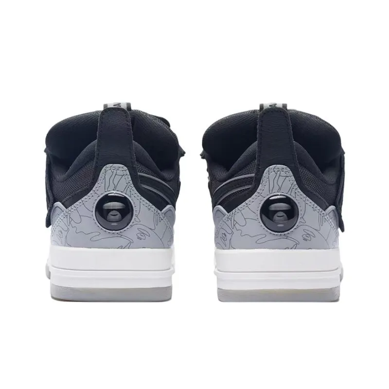 Aape X LiNing Skateboard Shoes Men Low Top Black/Snow Gray-4