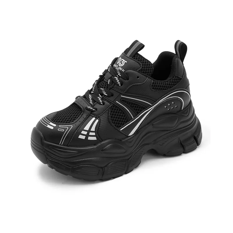 Shangjinni Lightweight Height Increasing Mid Top Chunky Sneakers Women's-6