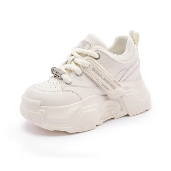Milan Love Song Cushioned Wear Resistant Lightweight Breathable Low Top Chunky Sneakers 8cm Women's Black
