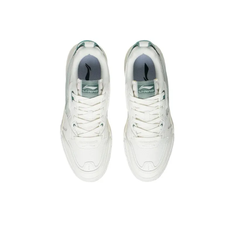 LiNing Great Way Prosperous Journey Slip Resistant Warm Low Top Skateboard Shoes Men's White Green-3