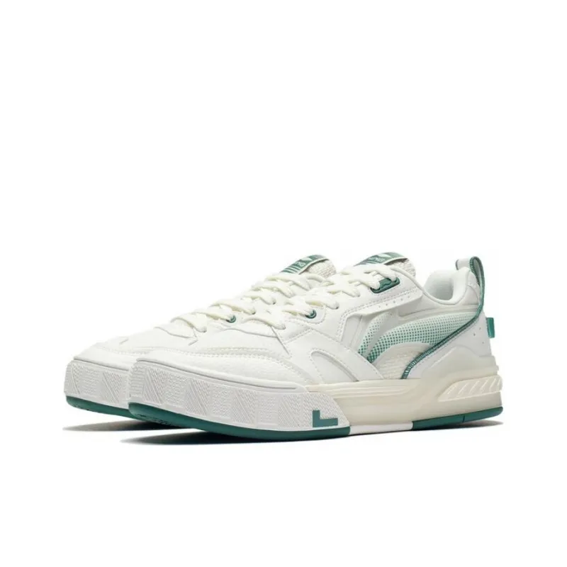 LiNing Great Way Prosperous Journey Slip Resistant Warm Low Top Skateboard Shoes Men's White Green-2