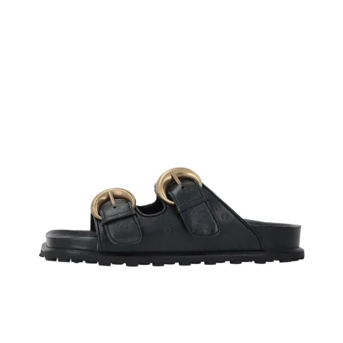 marine serre Logo-debossed Leather Sandals