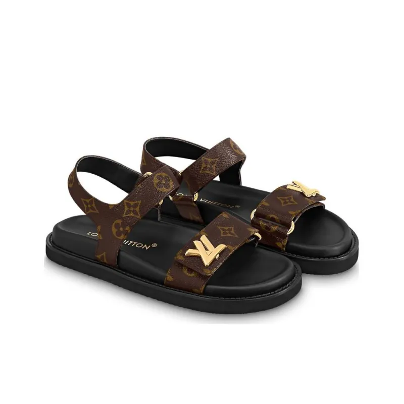 LOUIS VUITTON Sunset Painted Series One Strap Sandals Women's Brown-2