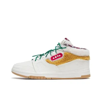 Anta Qiuyou Warm Wear Resistant Slip Resistant Mid Top Skateboard Shoes White Yellow Christmas Color Scheme