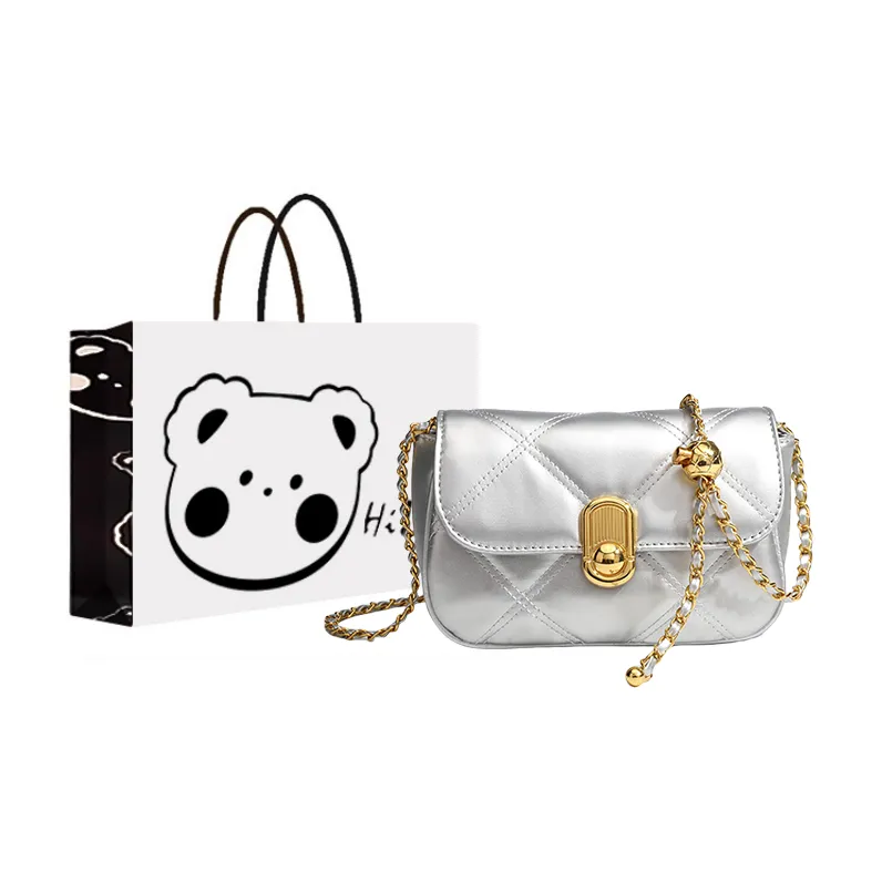 NX DOUGHNUT PU Shoulder Bag Women's Silver-1