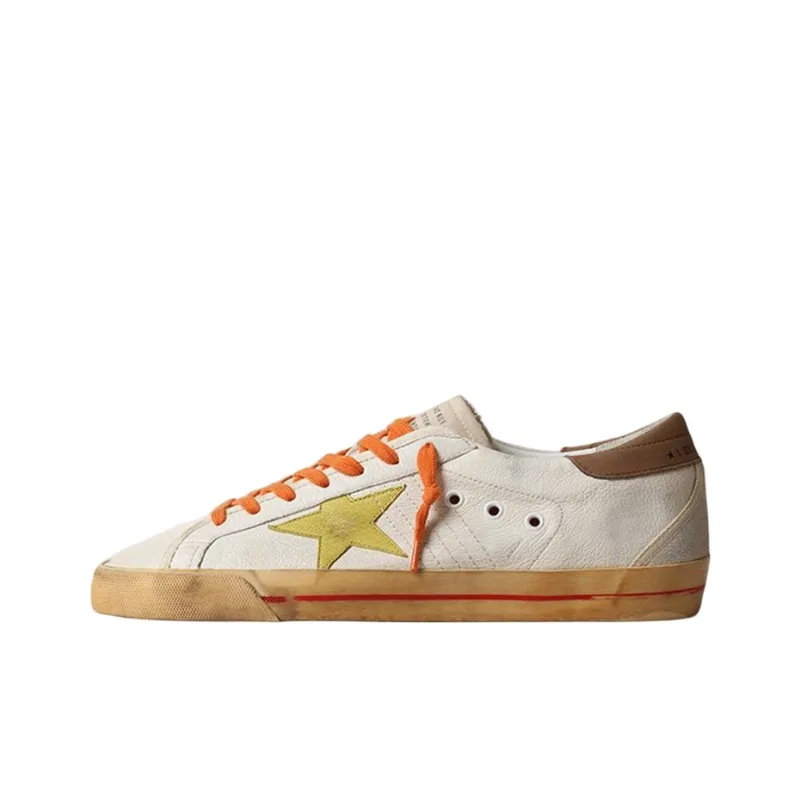 Golden Goose Stylish Skateboarding Shoes Men's White Orange Vintage Version-0